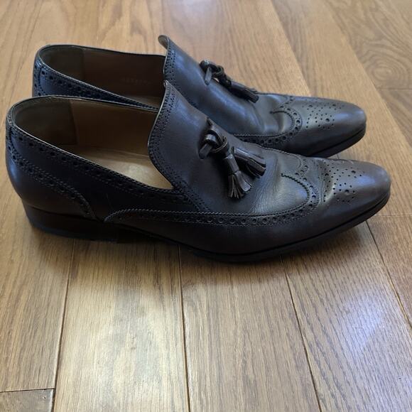 Gucci Mens 8 Brown Leather Tassel Designer Dress Slip On Italian Loafers Shoes - Picture 5 of 13